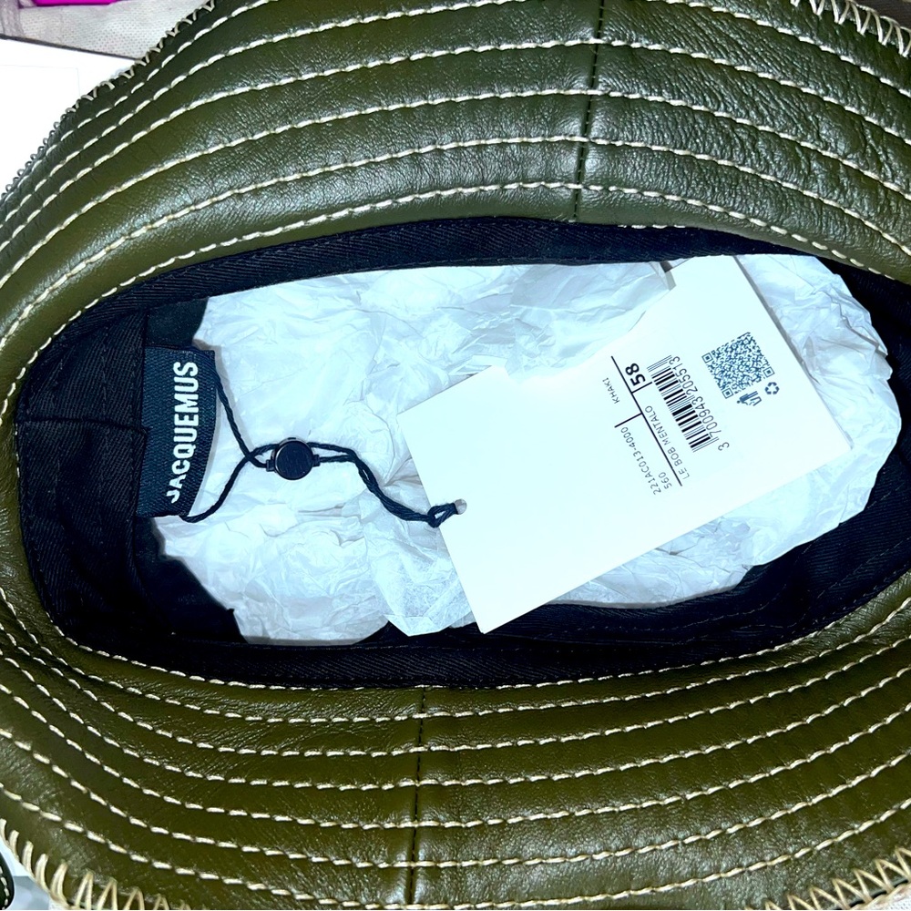 Jacquemus Khaki (Olive Green) Unisex Leather Bucket Hat - Picture 3 of 6
